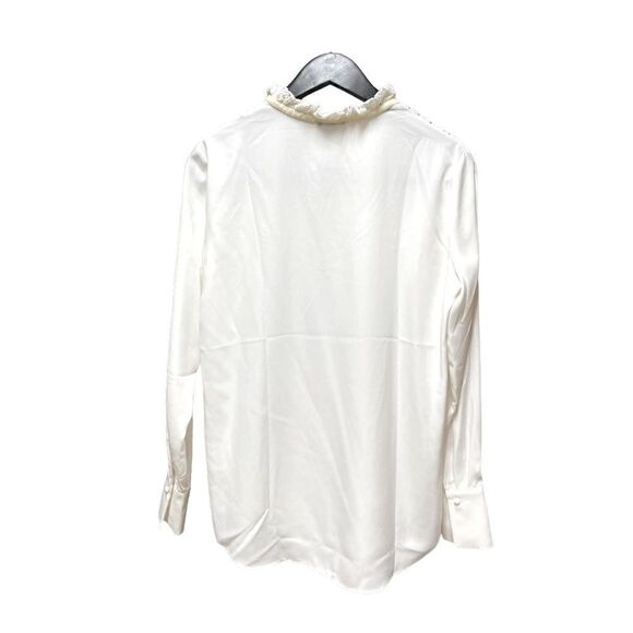 🌟70% OFF🌟 Ann Taylor White Lace Neck Long Sleeve Blouse - Picture 2 of 2